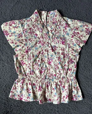 Derek Lam 10 Crosby "Brynn" floral wrap top, size 8 thumbnail 1