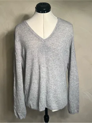 Charter Club 2-Ply 100% Cashmere Women's V Neck Minimalist Luxury Sweater|Size:L thumbnail 1