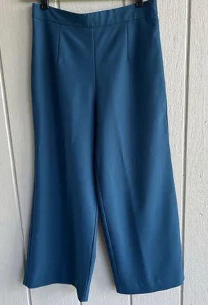 Camilyn Beth Stretch Twill Crepe Wide Leg Pants in Teal Blue Size M‎ thumbnail 1