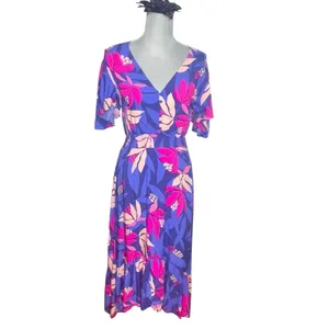 Abel the Label Anthropologie flutter sleeve high low midi dress bold floral XS thumbnail 2