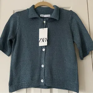 Zara women's Blue Knit Shirt size S thumbnail 6