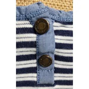 LRL Ralph Lauren Striped Top Denim‎ Trim Casual Tee Shirt Small thumbnail 2