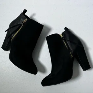 Mossimo Black Faux Leather and Suede Ankle Booties thumbnail 1