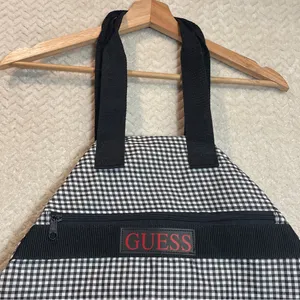 Vintage 90s Guess Gingham Tote‎ Bag Black White Checkered Round Shoulder Purse thumbnail 2