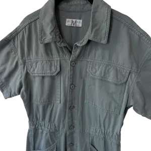 Free People Marci Coverall Jumpsuit in Washed Army Grunge Work Outdoors M‎ thumbnail 5