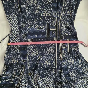 Chelsea and Theodore dress Small Blue White Fit Flare tie waist Cotton‎ thumbnail 7