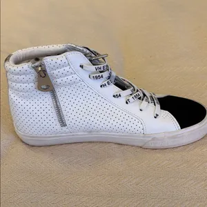 Vintage Havana White and Black High-Top Sneakers shoes with black suede toe 10 thumbnail 4