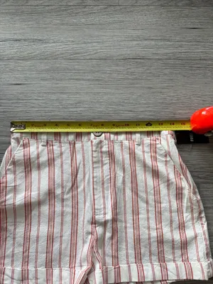 Forever 21 Striped Cotton Blend Women's Shorts in Cream with Red Stripe Size S thumbnail 4