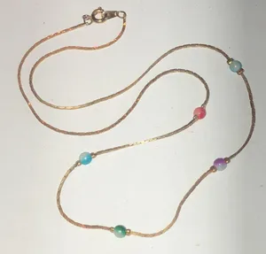 Vintage Gold Tone Multi Color Beaded Classic Retro Boho Dainty Necklace thumbnail 6