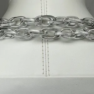 Textured Chain Link Tassel Open Wrap Necklace Silver Tone ✨ thumbnail 10