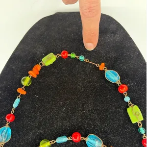 Vtg Lampwork Glass Bead Necklace Artisan Colorful Boho Long Y2K Indie Festival thumbnail 8
