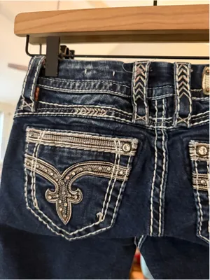 Women's Rock Revival Skinny Jeans Size 25 Blue Silver Embellished thumbnail 7