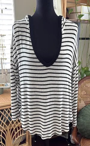 Free People Movement Supersoft Preppy Nauti Nantucket Yacht Resort Stripe Hoodie thumbnail 1