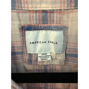American Eagle Plaid Button Down Shirt Womens Small Oversized Roll Tab thumbnail 3
