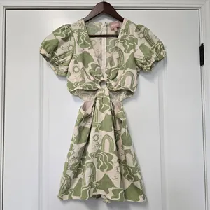 Show Me Your Mumu Jessa Mini Dress Size Small Green Cream Wedding Guest thumbnail 4