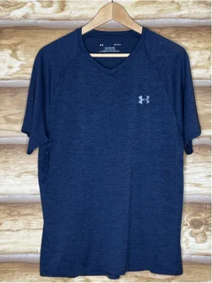 Under Armour Navy V-Neck Short-Sleeve Tech Tee size large thumbnail 7