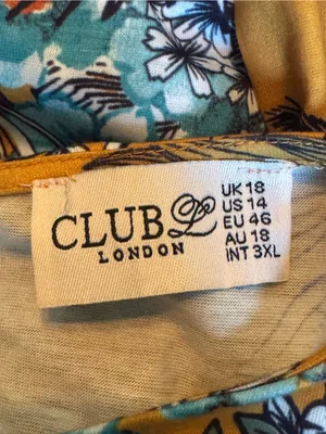 Club L London Mustard Floral Tie-Waist Long Sleeve Dress 14 EUC thumbnail 9
