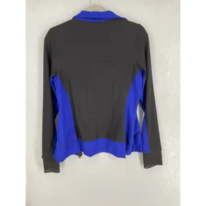 X by Gottex Womens Full Zip Jacket Colorblock Athletic Mock Neck Black Blue M thumbnail 3