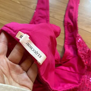 ELQUCHOU PINK SEQUIN CROP TOP Size M thumbnail 4