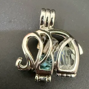 925 Sterling Silver Cage Elephant Pendant with Beads 6g. thumbnail 6