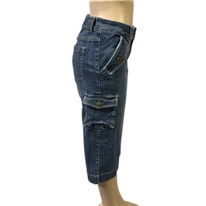 Bob Timberlake Denim Embroidered Wide Leg Cargo Denim Capri Blue Jeans Womens 10 thumbnail 4