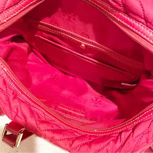 Tory Burch Red‎ Quilted Nylon Slouchy Satchel Shoulder Handbag Purse thumbnail 6