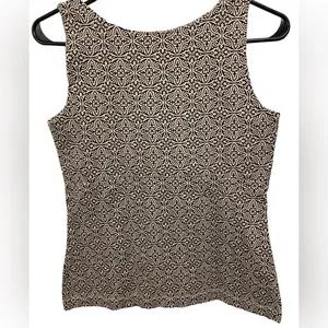 Eddie Bauer Brown Damask Form Fitting Sleeveless Cotton Stretch Gorpcore Blouse thumbnail 3