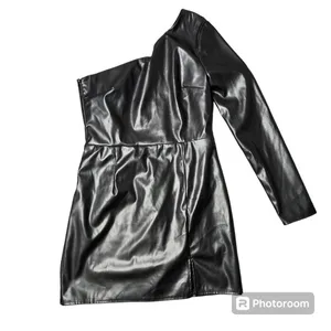 Lulus Highly Favored‎ Black Vegan Leather One-Shoulder Mini Dress thumbnail 3