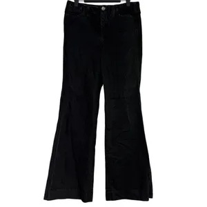ZARA Mid Rise Wide Flare Leg Full Length Boot Cut Jean 100% Cotton 4 Black #4117 thumbnail 12