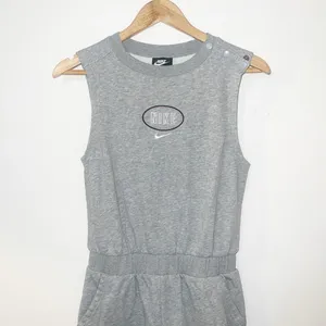 Nike women’s sleeveless gray varsity logo shorts athleisure comfy romper thumbnail 2