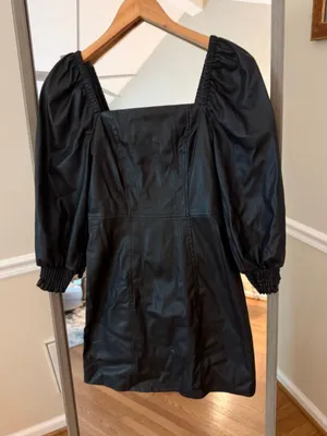 Women's 7 For All Mankind Black Faux Leather Mini Dress Size XS thumbnail 1