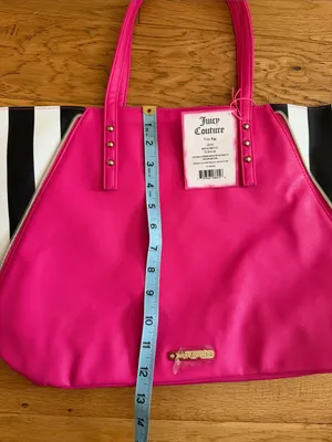 NWT - Juicy Couture - Hot Pink Tote with Black and White Stripe Sides thumbnail 5