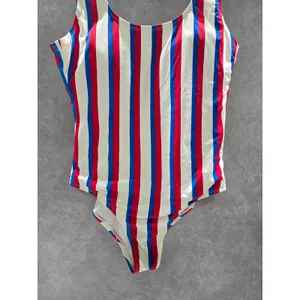 Stripe One Piece Swimsuit Beach Resort Vacation 90s No Boundaries Large thumbnail 4