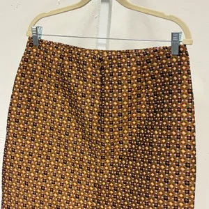 Ann Taylor LOFT Brown Geometric Jacquard Mini Skirt Size 10 A-Line Lined Boho thumbnail 4