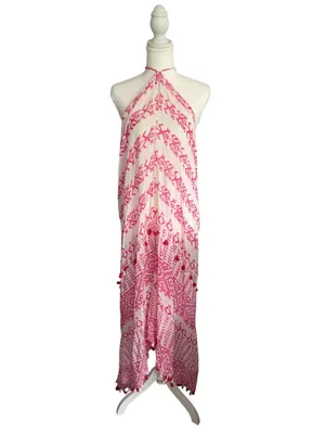 LOVESTITCH Pink White Maxi Dress Size S/M thumbnail 6