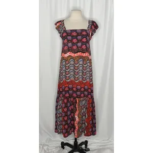 Anthropologie COREY LYNN CALTER Doriane Midi Dress Print Ruffled Abstract XS thumbnail 2