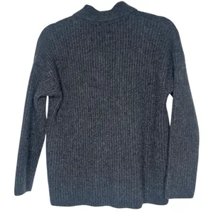 Quince Mongolian Cashmere Wide-Rib Collared Cardigan Heather Charcoal Size Small thumbnail 2