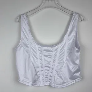 MOALLUOM White Bustier Crop Sleeveless Stretch Backless Y2k Corset Top 6-8 thumbnail 2