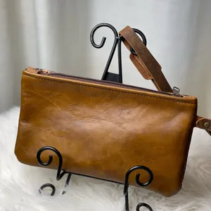 Cowhide Wristlet Clutch Leather Cowhide Zipper Embossed Leather Crossbody bag thumbnail 2