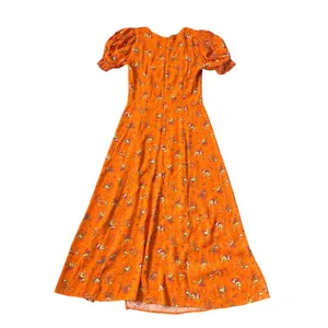 Reformation Lacey Dress Orange Floral Midi thumbnail 2