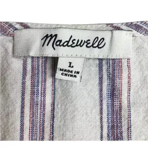 Madewell White and Gray Crop Tie-Front Button Down Shirt thumbnail 2
