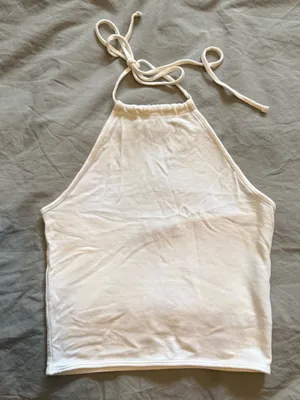 Brandy Melville White Ribbed Halter Top thumbnail 1