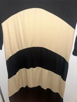 Black & Cream Chevron Color Block Long sleeve Maxi Dress Medium NWOT thumbnail 5