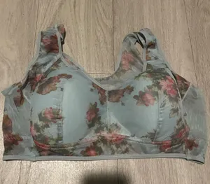 Women's Floral Light Blue Supportive Wireless Bra Size XL thumbnail 1