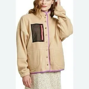 WILD FABLE Sherpa Fleece Cozy Snap Up Jacket Coat Cozycore in Tan Size XXL thumbnail 2