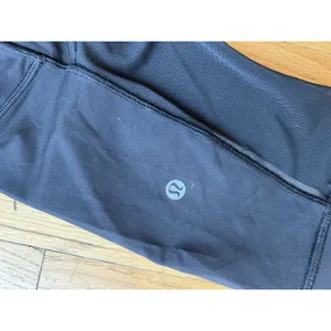 Lululemon Pants 10 black crop‎ leggings Reflective mesh back panel Athletic thumbnail 5