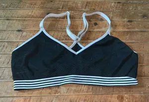 Fabletics XS black & white low impact Athleisure yoga bra thumbnail 1