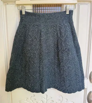 Moth Anthropologie Blue Gray Wool Cable Knit Mini Skirt Womens Size XS thumbnail 1