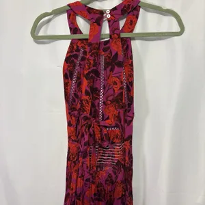 Abel The Label Anthropologie Charlotte Maxi Dress Small Fuschia Red Floral Boho thumbnail 8