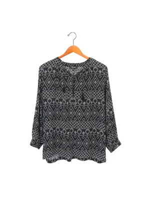 Madewell Lace Up Peasant Caravan Print Black Tassel Tie Top S thumbnail 3